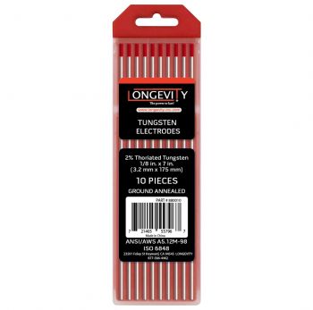 Red Thoriated Tig Welding Tungsten Electrode 3.2mm Pack 10 