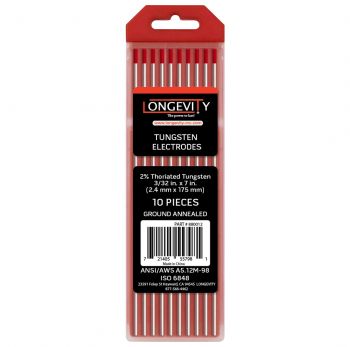 1/8" 10-pack Red Tungsten electrode 2% Thoriated Welding Rod for TIG welding 