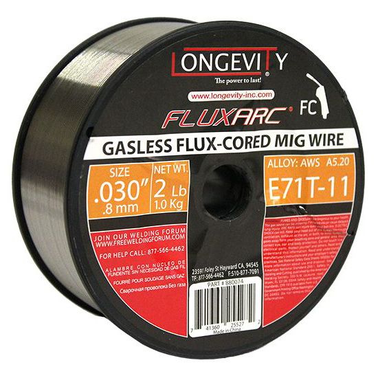Gasless Flux Core Mild Steel MIG Welding Wire 2 Lbs Spool E71T-11 .030" 0.8mm 